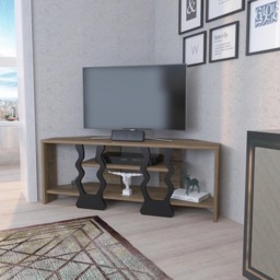 Decorotika Firal 2 Shelf Walnut and Black Corner TV Unit - Size: 41.8 x 110 x 35cm - Multi - Wilko - thumbnail 4