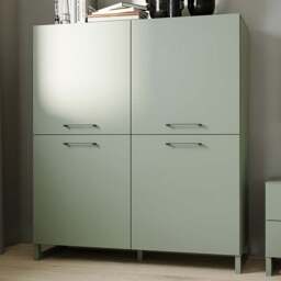 Florence Sali 4 Door Sage Green Highboard - Size: 138.6 x 109.9 x 41.1cm - Wilko - thumbnail 1