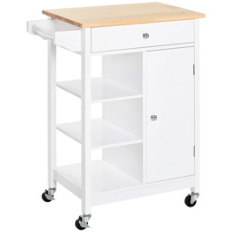 Portland White and Wood Rolling Kitchen Trolley - Size: 66 x 39 x 86cm - Wilko