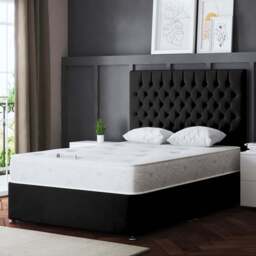 DS Living Seraphine Double Black Upholstered Panel Divan Bed with 2 Drawer - Wilko - thumbnail 1