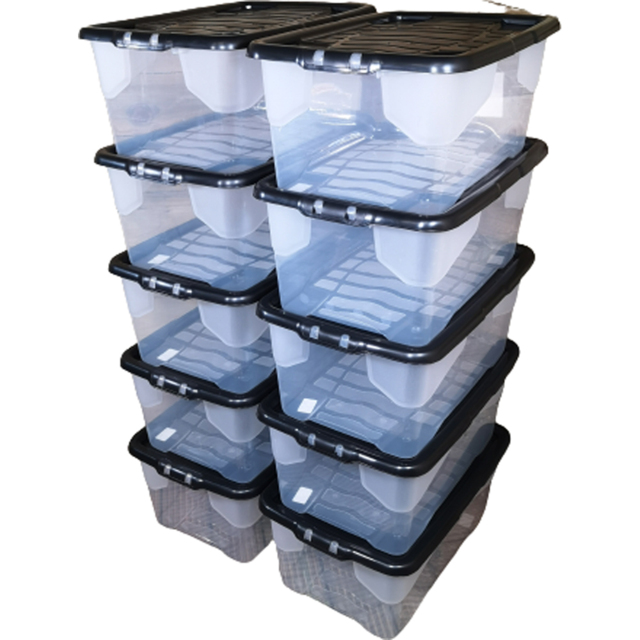 Samuel Alexander 42L Storage Box with Lid 10 Pack - Size: 39 x 60 x 26cm - White - Wilko - image 1