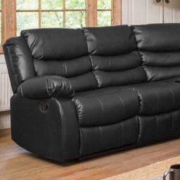 Brooklyn 5 Seater Black Corner Manual Recliner Sofa - Artemis Home - Wilko - thumbnail 3