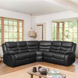 Brooklyn 5 Seater Black Corner Manual Recliner Sofa - Artemis Home - Wilko