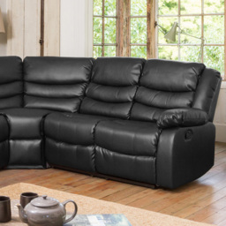 Brooklyn 5 Seater Black Corner Manual Recliner Sofa - Artemis Home - Wilko - thumbnail 4