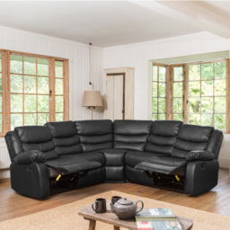 Brooklyn 5 Seater Black Corner Manual Recliner Sofa - Artemis Home - Wilko - thumbnail 6