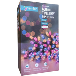 Premier TimeLights 600 Rainbow LED Multi-Function Christmas String Light 60m - Size: 5 x 6000 x 5cm - Multi Coloured - Wilko - thumbnail 3