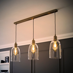 ValueLights Kira Glass Dome 3 Drop Bar Brushed Chrome Diner LED Ceiling Pendant Light - Size: 134.5 x 89.5 x 15.5cm - Black - Wilko - thumbnail 7