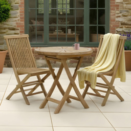 Charles Bentley Set of 2 Teak Wooden Foldable Patio Chair - Size: 1 Seater - Brown - Wilko - thumbnail 1
