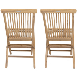 Charles Bentley Set of 2 Teak Wooden Foldable Patio Chair - Size: 1 Seater - Brown - Wilko - thumbnail 5