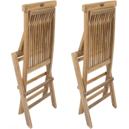 Charles Bentley Set of 2 Teak Wooden Foldable Patio Chair - Size: 1 Seater - Brown - Wilko - thumbnail 6