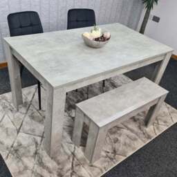 Kosy Koala 4 Seater Velvet Dining Bench Set Stone Grey Effect and Black - Portland - Wilko