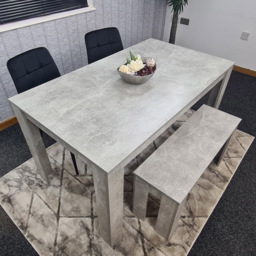 Kosy Koala 4 Seater Velvet Dining Bench Set Stone Grey Effect and Black - Portland - Wilko - thumbnail 7