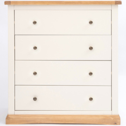 Trevi 4 Drawer Off White Chest of Drawers with Brass Knobs - Wilko - thumbnail 3
