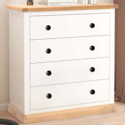 Trevi 4 Drawer Off White Chest of Drawers with Brass Knobs - Wilko
