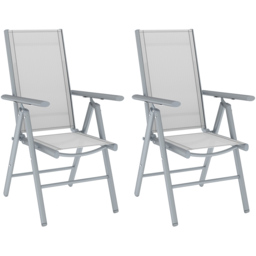 Outsunny Light Grey Folding Chair with Breathable Mesh Fabric Seat Set of 2 - Size: 108 x 67 x 54cm - Wilko - thumbnail 3