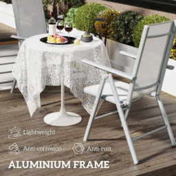Outsunny Light Grey Folding Chair with Breathable Mesh Fabric Seat Set of 2 - Size: 108 x 67 x 54cm - Wilko - thumbnail 5