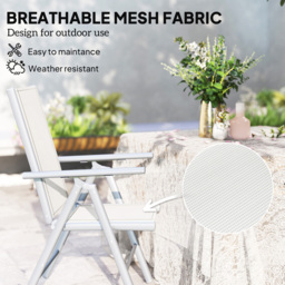 Outsunny Light Grey Folding Chair with Breathable Mesh Fabric Seat Set of 2 - Size: 108 x 67 x 54cm - Wilko - thumbnail 6