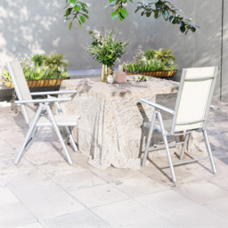 Outsunny Light Grey Folding Chair with Breathable Mesh Fabric Seat Set of 2 - Size: 108 x 67 x 54cm - Wilko - thumbnail 1