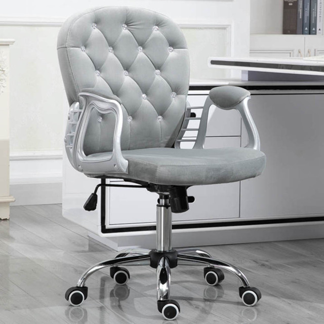 Portland Grey Velvet Swivel Office Chair - Size: 59 x 60 x 103cm - Wilko - image 1