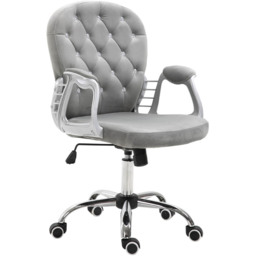 Portland Grey Velvet Swivel Office Chair - Size: 59 x 60 x 103cm - Wilko - thumbnail 3