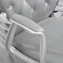 Portland Grey Velvet Swivel Office Chair - Size: 59 x 60 x 103cm - Wilko - thumbnail 7