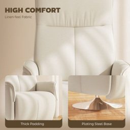 Portland Cream and White Massage Reclining Chair with Adjustable Backrest - Size: Single - Wilko - thumbnail 6