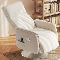 Portland Cream and White Massage Reclining Chair with Adjustable Backrest - Size: Single - Wilko