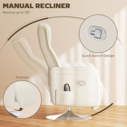 Portland Cream and White Massage Reclining Chair with Adjustable Backrest - Size: Single - Wilko - thumbnail 7