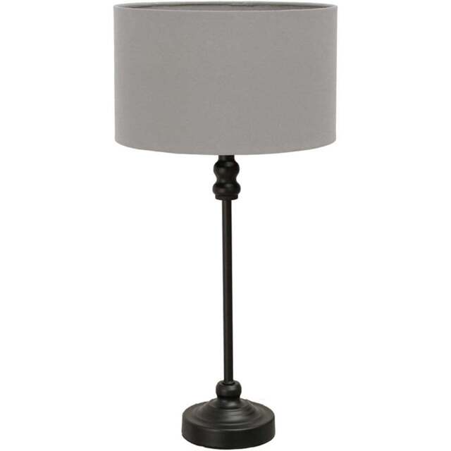 ValueLights Maggie Grey and Black Drum Shade Candlestick LED Table Lamp - Size: 50 x 25 x 25cm - Wilko - image 1