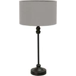 ValueLights Maggie Grey and Black Drum Shade Candlestick LED Table Lamp - Size: 50 x 25 x 25cm - Wilko