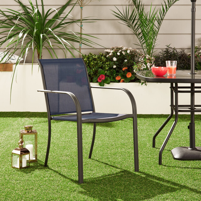 Malay Outdoor Essentials Rio Navy Sling Garden Chair - Size: 1 Seater - Blue - Wilko - image 1