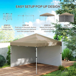 Outsunny 3 x 3m Khaki Pop Up Gazebo with 2 Sides and 4 Weight Bag - Cream - Wilko - thumbnail 7