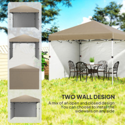 Outsunny 3 x 3m Khaki Pop Up Gazebo with 2 Sides and 4 Weight Bag - Cream - Wilko - thumbnail 6