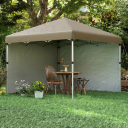 Outsunny 3 x 3m Khaki Pop Up Gazebo with 2 Sides and 4 Weight Bag - Cream - Wilko - thumbnail 1