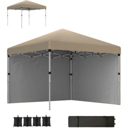 Outsunny 3 x 3m Khaki Pop Up Gazebo with 2 Sides and 4 Weight Bag - Cream - Wilko - thumbnail 3