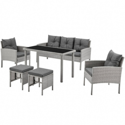 Home Detail Roma 7 Seater Dark Grey Rattan Sofa Set with Cover - Wilko - thumbnail 3