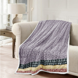 Velosso Charcoal Aztec Sherpa Backed Throw 130 x 180cm - Size: 130 x 180 x 1cm - Wilko - thumbnail 3