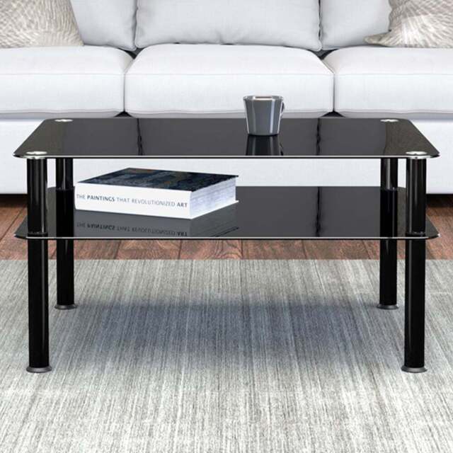 AVF Classic Black Glass Coffee Table - Size: 60 x 80 x 41.55cm - Wilko - image 1