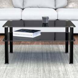 AVF Classic Black Glass Coffee Table - Size: 60 x 80 x 41.55cm - Wilko