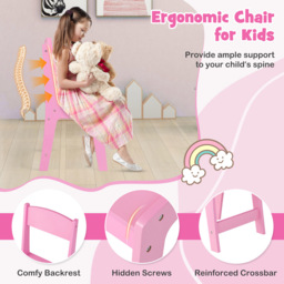 Costway Kids Pink Vanity Table and Chair Set with Removable Mirror - Size: 77 x 58 x 24cm - Wilko - thumbnail 6