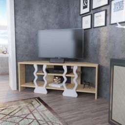 Decorotika Firal 2 Shelf Oak and White Corner TV Unit - Size: 41.8 x 110 x 35cm - Multi - Wilko - thumbnail 4