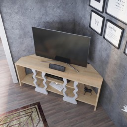 Decorotika Firal 2 Shelf Oak and White Corner TV Unit - Size: 41.8 x 110 x 35cm - Multi - Wilko - thumbnail 5