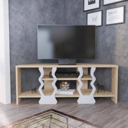 Decorotika Firal 2 Shelf Oak and White Corner TV Unit - Size: 41.8 x 110 x 35cm - Multi - Wilko - thumbnail 6