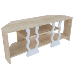 Decorotika Firal 2 Shelf Oak and White Corner TV Unit - Size: 41.8 x 110 x 35cm - Multi - Wilko - thumbnail 7