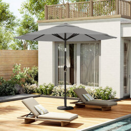 Living and Home Light Grey 24 LED Crank Lift Garden Parasol with Floral Pattern Base 3m - Wilko - thumbnail 6