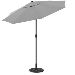 Living and Home Light Grey 24 LED Crank Lift Garden Parasol with Floral Pattern Base 3m - Wilko - thumbnail 5