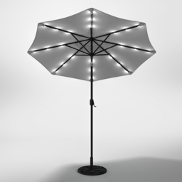 Living and Home Light Grey 24 LED Crank Lift Garden Parasol with Floral Pattern Base 3m - Wilko - thumbnail 7