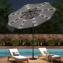 Living and Home Light Grey 24 LED Crank Lift Garden Parasol with Floral Pattern Base 3m - Wilko - thumbnail 3