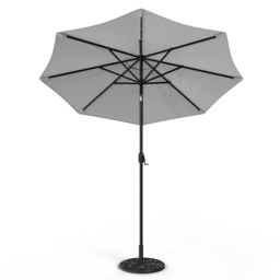 Living and Home Light Grey 24 LED Crank Lift Garden Parasol with Floral Pattern Base 3m - Wilko - thumbnail 1