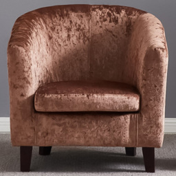Brooklyn Brown Crush Velvet Tub Chair - Size: Single - Wilko